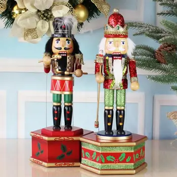 2021 De Navidad De Madera Cascanueces Cascanueces Muñeca Marioneta Caja De Música Para El Hogar Decoración De La Navidad Figuritas, Adornos Regalos