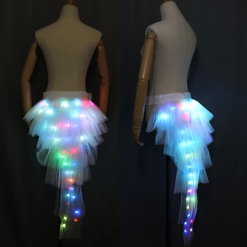 Baile de moda LED Tutu Falda de Neón de Lujo arco iris Mini Tutu de Fantasía de Disfraces de Adultos luz de la Falda de TFS Corsé Tutu Skirtr
