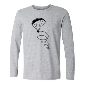 Nuevos hombres de la Moda t-shirt parapente volar piloto Diseño de hombre de algodón manga Larga Casual O camiseta de Cuello de tamaño más grande tops