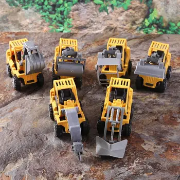 6pcs/lot Mini Coche Juguetes Fundido Vehículo Conjuntos de Construcción Excavadora Excavadora de Ingeniería de Vehículos Kit de Niños Mini Ingeniería Coche
