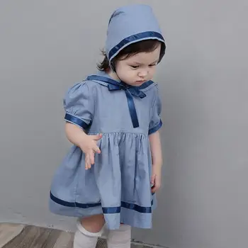 2020 Bebé, Boutique de Ropa joven español de Verano de la Marina de Algodón vestimentas de color Infantil 1er Cumpleaños Túnica Niño Niña Vintage Conjunto de Ropa de