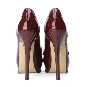 Olomm 2019 Mujeres de la Plataforma de Bombas Sexy Stiletto Tacones Bombas de punta Redonda Elegante Vino tinto de Parte de los Zapatos de las Mujeres Más el Tamaño de 5-15