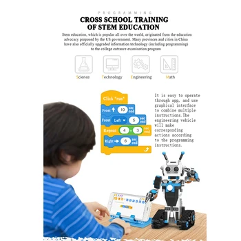 448Pcs Inteligente de Programación de Bloques de Construcción la Tecnología de Robots Robot de Control Remoto de Ladrillo de Juguete Para Niños, Juguetes de Niños - Rojo Azul