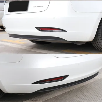 Para Tesla Model 3 2018 2019 Fibra de Carbono Luz antiniebla Trasera cubierta de guarnición Exterior de la Modificación de la reforma Accesorios ABS Cromo Estilo