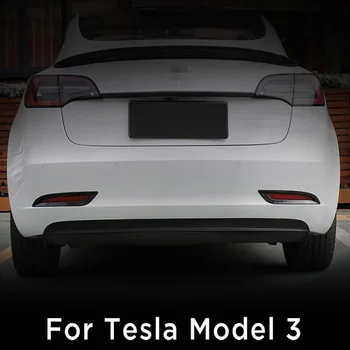Para Tesla Model 3 2018 2019 Fibra de Carbono Luz antiniebla Trasera cubierta de guarnición Exterior de la Modificación de la reforma Accesorios ABS Cromo Estilo