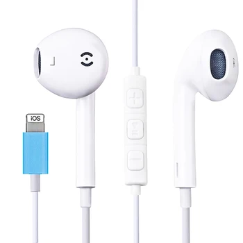 ( Bluetooth ) En la Oreja los Auriculares para el iPhone 7 8 Plus X XR XS MAX 11 Pro Max de Sonido Estéreo con Cable Auriculares con Micrófono de Control de Alambre