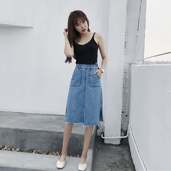 Las faldas de las Mujeres de Largo Bolsillos Sólido Simple Todo el partido al Estilo coreano Ocio Diario Elegante Falda de Mujer de Moda de Alta Calidad de Nuevo Chic