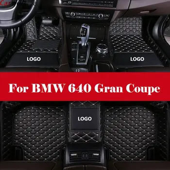 Interior del automóvil Accesorios de cuero de Lujo de encargo del Coche Esteras del Piso Impermeable con el Logotipo De BMW 640 Gran Coupé