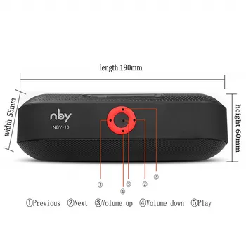 Nby-18 de la Rentabilidad de los Altavoz Bluetooth con la Radio de FM Inalámbrico 3D Estéreo de altavoces de Sonido Envolvente Sistema de Caja de Música de Altavoces de Exterior