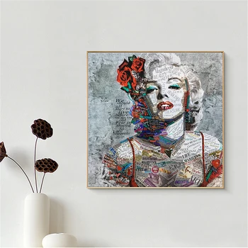 DESINTERESADAMENTE la Calle del Arte de la Pintura de Marilyn Monroe Periódico de la Lona de Arte Grabados y Carteles para la Sala de estar Decorativos Modernos Fotos