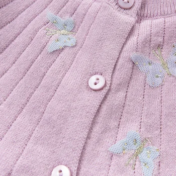 DBM13513 dave bella primavera infantil de las niñas de bebé de moda de la mariposa de cardigan niños niño pequeño abrigo de los niños lindo suéter de punto
