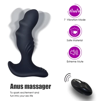 Control Remoto inalámbrico Anal Vibrador de 7 Velocidades de Masaje de la Próstata Butt Plug Vibrador Masturbador Masculino Adulto Juguetes Sexuales para los Hombres Q74