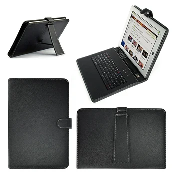 Para Yuntab Tablet de 10,1 Pulgadas Negro 2 en 1 Impermeable a prueba de Polvo Plegable cubierta de la caja con USB Teclado con Cable tenedor del Soporte