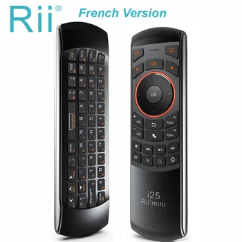 (Francés Azerty) Rii Mini i25 2.4 GHz Ratón de la Mosca de Control Remoto con Teclado mini para Smart TV Android TV Box de IPTV PC HTPC