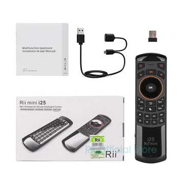 (Francés Azerty) Rii Mini i25 2.4 GHz Ratón de la Mosca de Control Remoto con Teclado mini para Smart TV Android TV Box de IPTV PC HTPC