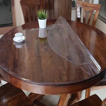 La Cubierta de la mesa Redonda Transparente Mantel de la prenda Impermeable del PVC Oilproof de Vidrio Paño Suave Hogar Cocina Comedor Mantel de 1mm