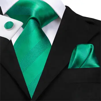 SN-3132 Hi-Corbata 8,5 cm de Seda de los Hombres la Luz Verde de la Corbata a Cuadros, Corbata Pañuelo de Gemelos Conjunto para Hombres Clásico de la Fiesta de la Boda de Corbata