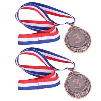 3/2pcs Metal Medallas con el Cuello de la Cinta de Trigos Ganador de la Medalla de los Juegos Deportivos de la Competencia (Oro, Plata, Bronce)