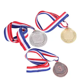 3/2pcs Metal Medallas con el Cuello de la Cinta de Trigos Ganador de la Medalla de los Juegos Deportivos de la Competencia (Oro, Plata, Bronce)