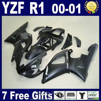 Libre de personalizar kit de carenado para Yamaha YZFR1 00 01 negro mate carenados conjunto YZF R1 2000 2001 LK42
