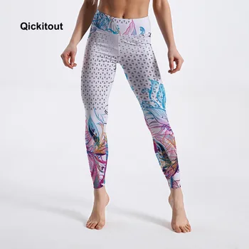 Qickitout venta Caliente Polainas de las Mujeres Flores Blancas Polainas de Impresión Digital de Pantalones de Mujer Estirar Pantalones de Cintura Alta