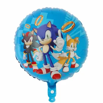 10pcs/lote de Sega, Sonic the Hedgehog, el Super Héroe de Doble cara de Aluminio Globo Chico Chica de la Fiesta de Cumpleaños de color rojo y azul número de conjunto de globos de decoración