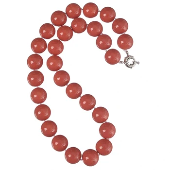 Nuevo Estilo de 14mm Ronda de Coral Rojo Collar Diy hechos a Mano Sintético Encanto Anudado Coral Rojo Collar de 18 pulgadas de la joyería de las Mujeres H812