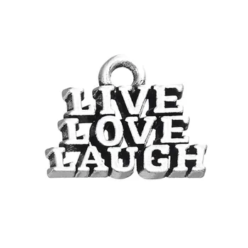 EUEAVAN 30pcs Positivo Palabras Grabadas Encantos de Vivir el Amor se Ríen de las letras del Alfabeto Colgante DIY Collar y de la Pulsera de la Joyería