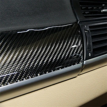 Coche Estilo de Fibra de Carbono de ajuste Para el BMW X5 X6 E70 E71 2008-LHD Co-piloto de la Consola central Panel de la Decoración de la etiqueta Engomada