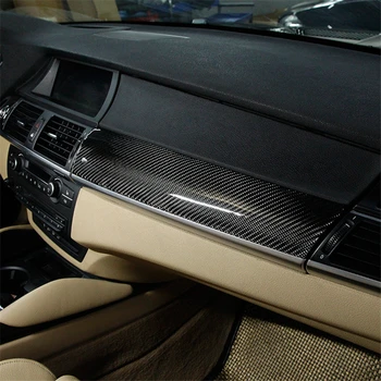 Coche Estilo de Fibra de Carbono de ajuste Para el BMW X5 X6 E70 E71 2008-LHD Co-piloto de la Consola central Panel de la Decoración de la etiqueta Engomada