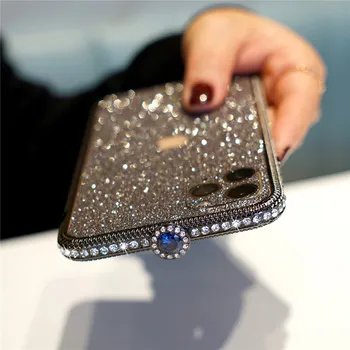 Caso del diamante Para el iPhone 11 Max Pro XS Max XR Caso de Cristal de Brillo Bling Rhinestone Cubierta Para el iPhone 6 6s 7 8 Plus SE Funda 2020
