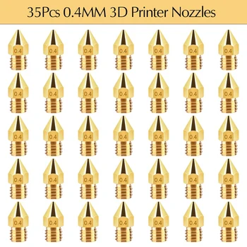 35Pieces Impresora 3D Boquillas de MK8 Boquilla de 0,4 mm de extrusión de la Cabeza de Impresión con conexión de la Caja de Almacenamiento para 3D Prin con la Limpieza de la Aguja