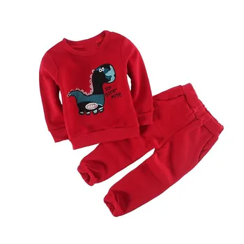 2019 otoño del Niño conjuntos de ropa de Bebé Conjuntos de lana de algodón para niños chándal de deporte de Niños trajes de Dino/oso abrigos, camisetas+pantalones