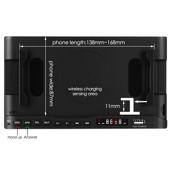 VODOOL 2DIN En el Tablero de la Radio del Coche Reproductor de MP3, Bluetooth Autoradio Con 15W Wireless USB Cargador de Teléfono Titular Para el iPhone Xiaomi Huawei