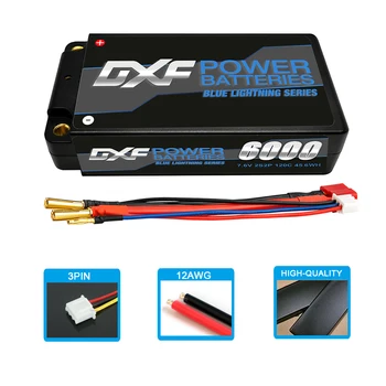 DXF Corto-Pack de Batería lipo 2S Lipo 7.6 V 6000mAh 120C con 5mm de la Bala de la Competencia para 1/10 Buggy
