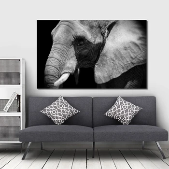 Animal moderno Carteles y Grabados de Arte de Pared con Pintura en tela, en blanco y Negro Elefante Imágenes para la Sala de estar Decoración del Hogar Sin el Marco
