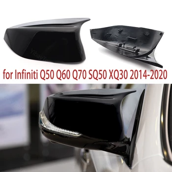 2pcs Shell Coche Estilo de Recambio de Alta Calidad de color Negro Brillante, Espejo Lateral Cubierta de Tapas para Infiniti Q50 Q60 Q70 SQ50 XQ30-2020