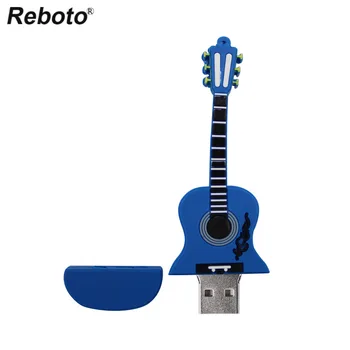 Instrumento musical de la impulsión de la pluma de violín unidad flash usb pendrive de 4gb 8gb 16gb 32gb 64gb de dibujos animados azul de la guitarra memory stick u disco de regalo