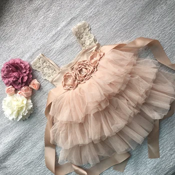 2019 Niño de las Niñas de Flores de Verano, Vestido de Tirantes de Encaje de las muchachas de Flor de la Eslinga Tutu Vestido De los Niños de 6M 1Y 4T vestido de Cumpleaños