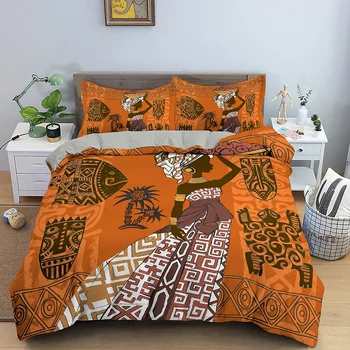 3D de Lujo Africanos ropa de Cama Conjuntos Étnicos Impresión de las Mujeres funda de Edredón funda de Almohada 2/3pcs Camas Queen King Size, Ropa de Cama del Dormitorio de la Decoración