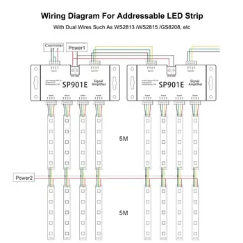SP901E SPI Amplificador de Señal para WS2812B WS2811 WS2813 Pixel RGB de la Tira del LED Repetidor de Señal Direccionable Sueño Color de la Cinta DC5-24 V