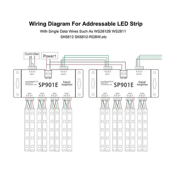 SP901E SPI Amplificador de Señal para WS2812B WS2811 WS2813 Pixel RGB de la Tira del LED Repetidor de Señal Direccionable Sueño Color de la Cinta DC5-24 V