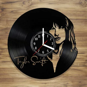 Taylor Swift CD Reloj de Pared de Vinilo Hueco 3D Decorativos Colgar el Arte de la Decoración del Reloj Clásico Exclusivo Reloj de Pared Clásico