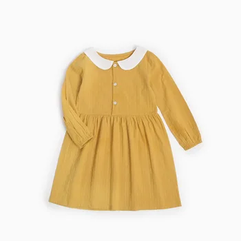 2020 la primavera de nuevo del cuello del algodón de los niños del vestido casual para niños vestido de la muchacha de la ropa