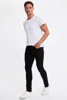De facto Otoño Hombre Denim Carlo Skinny Fit Jeans la Calle Estética Pantalones de Algodón Elástico de la Moda de Nueva Temporada-R8763AZ20AU