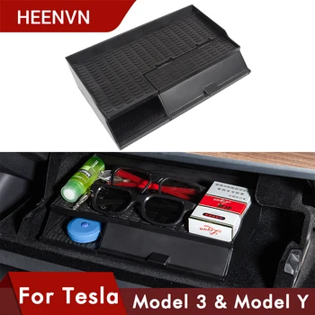 Heenvn Model3 Coche Reposabrazos Central Cuadro Para El Tesla Model 3 Y S X Accesorios De Estiba De La Limpieza De La Guantera De Dos Plantas 2020 2021