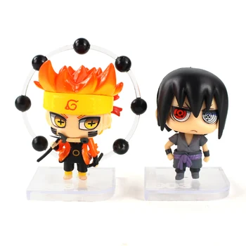 2pcs/lot 8cm Shippuden Figuras de Naruto Uzumaki Sasuke Uchiha Rikudou Sennin Anime Modelo de Juguetes