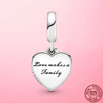2021 Nueva Plata de ley 925 el Amor Hace que Una Familia de Corazón Cuelgan Encanto fit Pandora Colgante Pulsera Collar Colgante de Plata de la Joyería