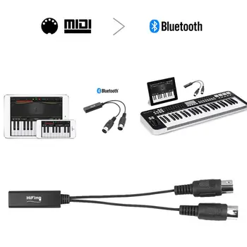 HiFing Inalámbrica Bluetooth MIDI Adaptador Bluetooth 4.0 5-pin DIN MIDI Adaptador