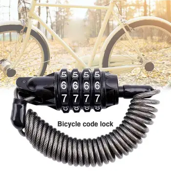 Mini Portátil de Bicicletas Código de Resorte de Bloqueo Anti-robo de 4 de Primavera Contraseña Dígitos Combinación de Seguridad de la Bicicleta de Cable de Bloqueo de Disco de Alambre L B3X4
